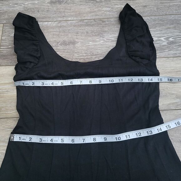 Loft Women's Black Little Mini Dress Size 2 ruffle sleeves fit & flare like new - Picture 8 of 9